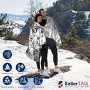 SellerTAG Emergency Foil Mylar Thermal Blanket, 52" x 84", Designed for NASA, Useful for Homeless care, Charity, Survival ,First Aid, Camping Gear, Hiking ( Silver, individually wrapped)