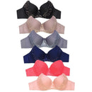6-PACK Mamia Women's Full Coverage Lace Accent Bra
